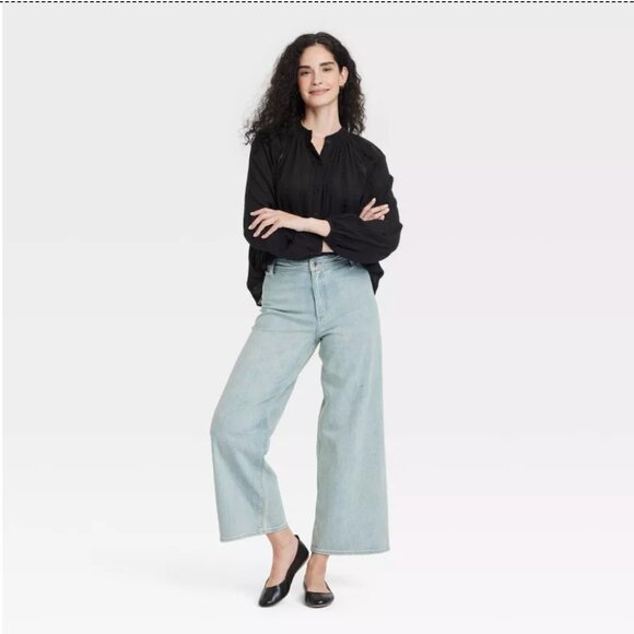 Women's High-Rise Sailor Wide Leg Ankle Jeans - Universal Thread™ - Picture 2 of 10